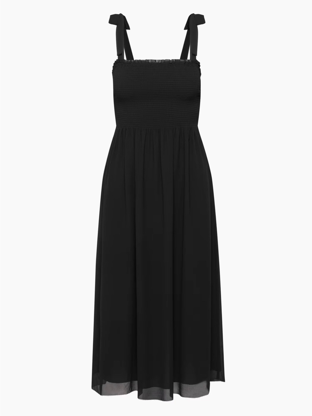 Aritzia Wilfred Golden Hour Chiffon Tie Strap Sleeveless Midi Long Dress Black